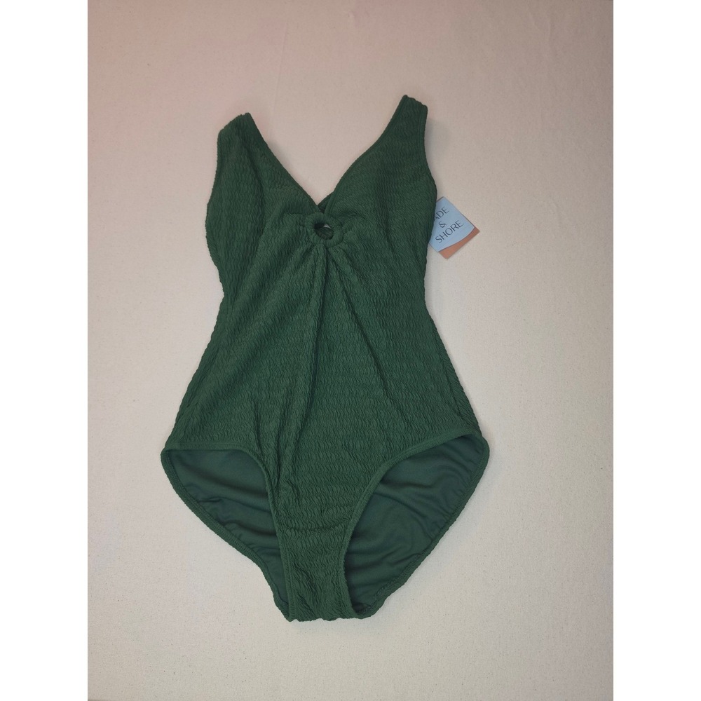 Shade & Shore Plunge One Piece Swimsuit Green Medium NWT